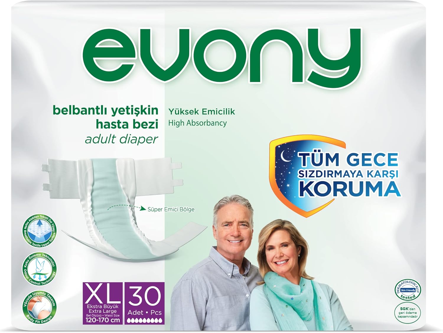 Evony Belbantlı Hasta Bezi 30 Adet XLarge